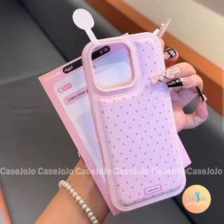 เคสโทรศัพท์หนังสีฟ้าและสีชมพู ลายจุดมินิมอล สไตล์เกาหลี สำหรับ iPhone 12 17 14 11 X/Xr/Xs/Xs Max 13 15 Pro Max 16 Plus