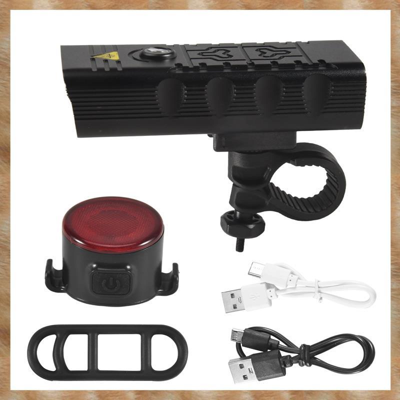 [KYG] ไฟหน้า-หลังจักรยาน 7000 Lumen พร้อมชาร์จ USB, 5 LED สว่างคม