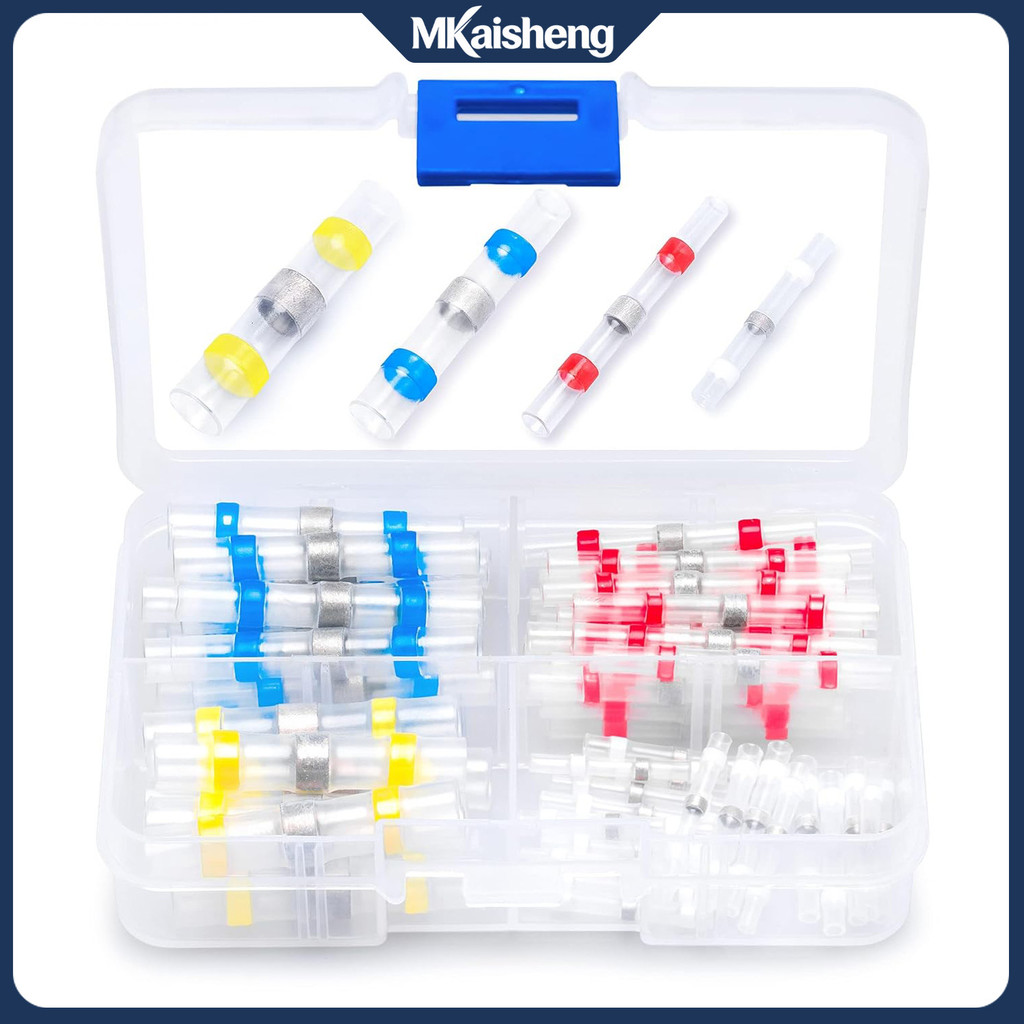 50/100/150/200/300PCS/กล่องสีฟ้าสีSolder Seal Wire Connectorsชุด 16-10AWG 0.25-6mm2 ความร้อนหดก้นกัน