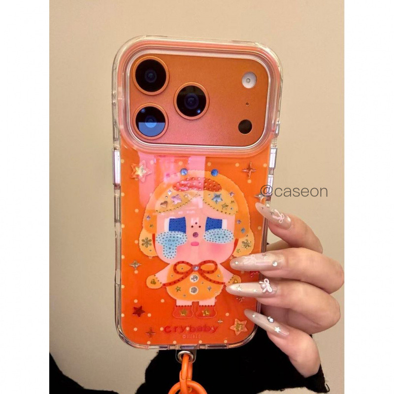 การ์ตูนสีส้มด้านล่าง Star Duck Duck Crying Girl เหมาะสําหรับ iphone17promax16pr เคสโทรศัพท์ · 16 pro