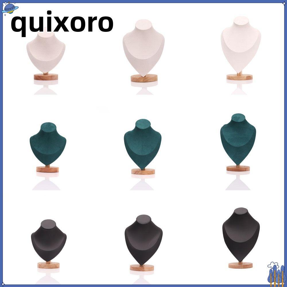 QUIXORO ชั้นวางสร้อยคอ, Suede Show Jewelry Storage Rack, คอไม้แสดง Props สร้อยคอ