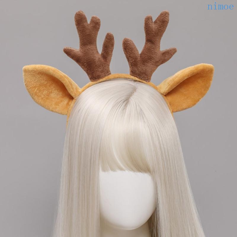 Nio Plush Antler Hair Hoop สัตว์ Reindeer หูแถบคาดศีรษะน่ารักการ์ตูน Party