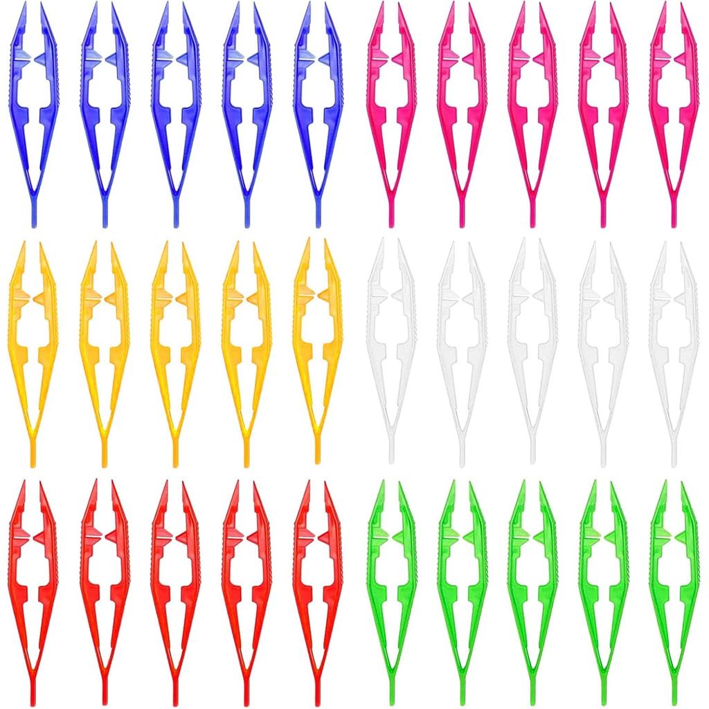 ZIQON 30PCS แหนบพลาสติกลูกปัดแหนบสําหรับดอกไม้แห้ง Handmade ลูกปัดแหนบพลาสติก Forceps Craft Tweezer 