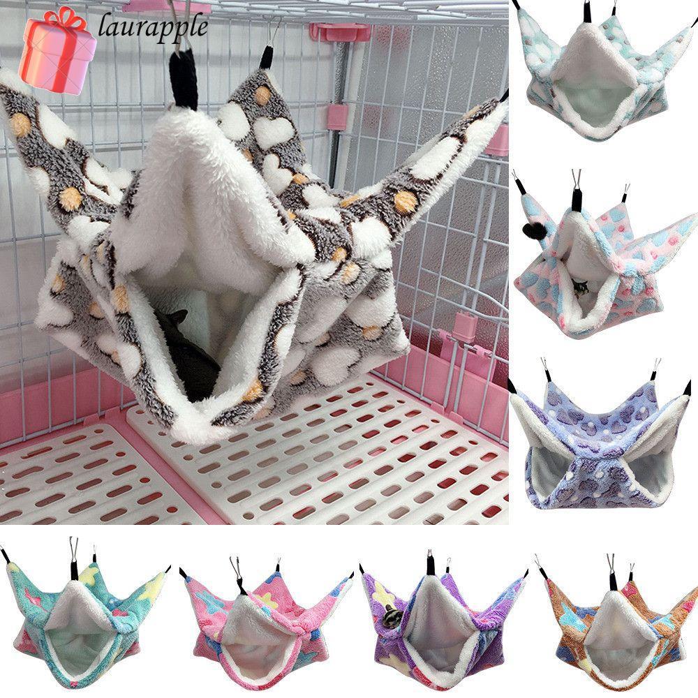 LAURAPPLE Pet Hammock Ferret Rat ที่นอนกระรอกตุ๊กตาอบอุ่น