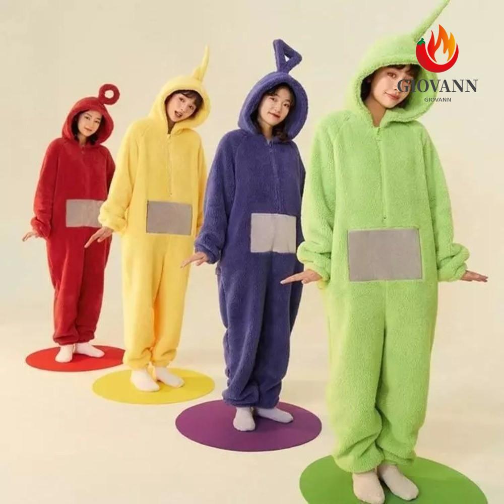 GIOVANNI คอสเพลย์ Teletubbies ชุดนอนขนแกะปะการัง Tinky Winky และSweet Hoodie Warm Laa-Laa สำหรับเด็ก