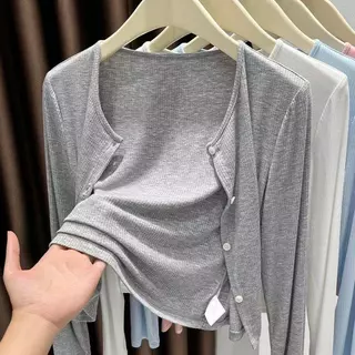 ส่งไวจากไทย สไตล์ใหม่ เสื้อคาร์ดิแกนแจ็คเก็ตบางเสื้อผ้าป้องกันแสงแดดผ้าคลุมไหล่ผู้หญิง YOUMI