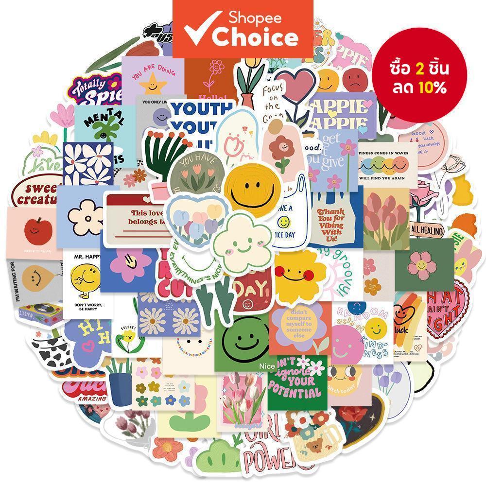 สติกเกอร์น่ารัก 90 ชิ้นกันน้ําส่วนบุคคลสติกเกอร์โรงเรียนน่ารักยิ้มดอกไม้ ง เอแคลส์