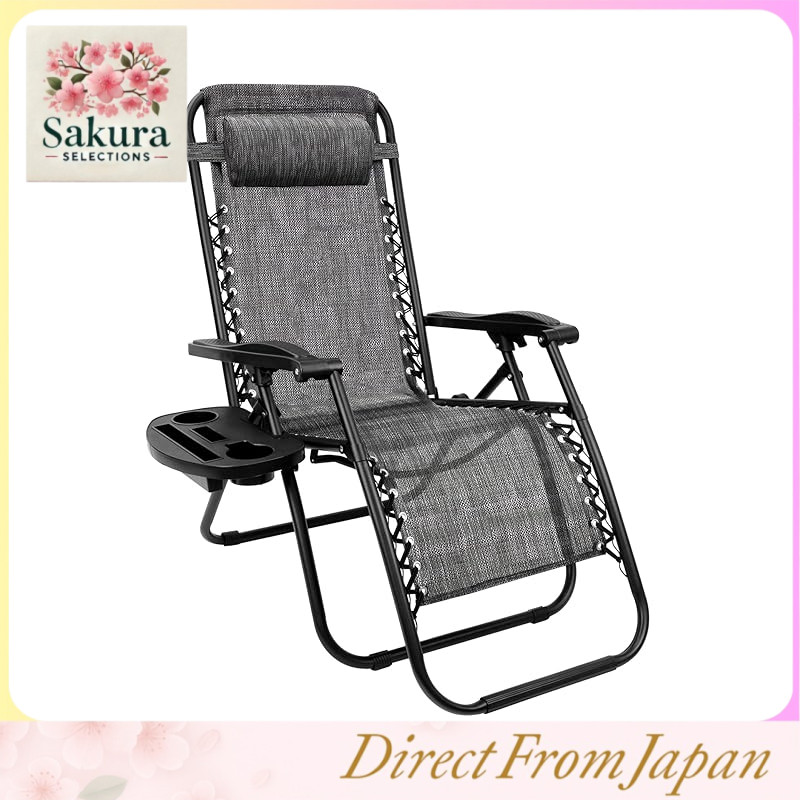 CampWild Foldable Outdoor Reclining Chair with Adjustable Ottoman, Lightweight, No Assembly Required