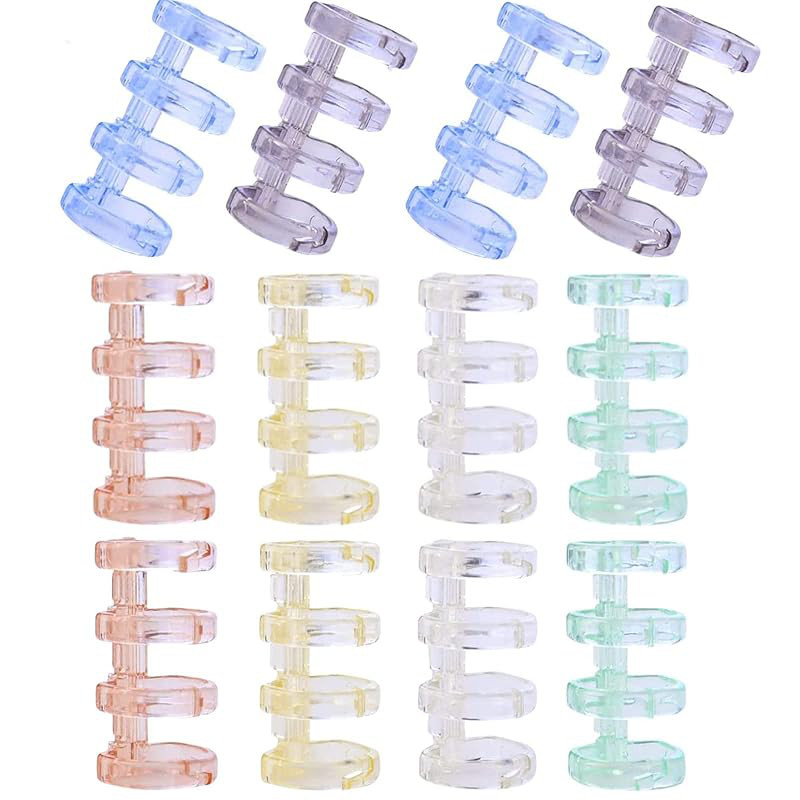 Loose leaf binder rings, 12 pieces in 6 colors, 4-hole binding, hole diameter 15mm, binding accessor