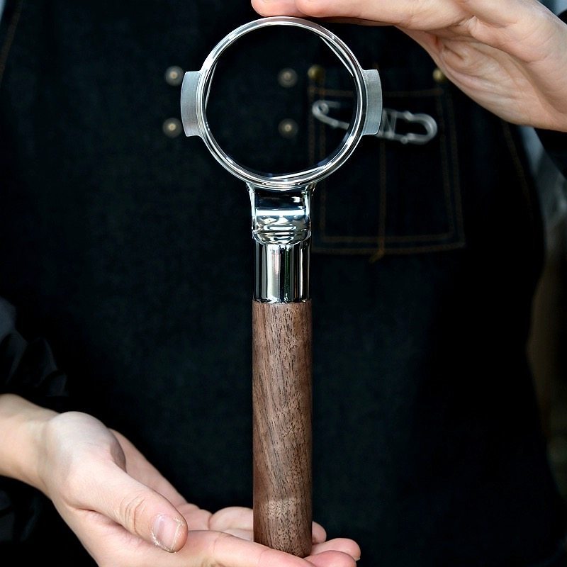 Coffee Handle mischief Prank Walnut Flat Bottomless Coffee Handle E61 เครื่องชงกาแฟ 316 สแตนเลส