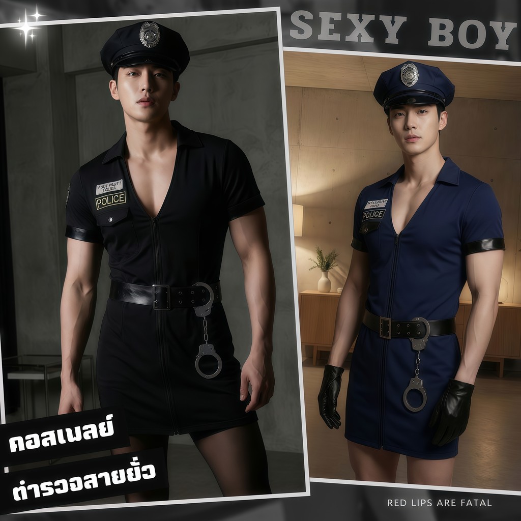 ชุดตำรวจเซ็กซี่  ชุดผู้ชายเซ็กซี่  ชุดยั่วอารมณ์ 🦇🩸 SEXY BOY  ไซส์ S-L S-783
