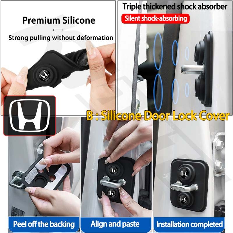 Honda รถประตู Anti-collision Strip ประตูรถมุมกันชนซิลิโคนประตูล็อคฝาครอบโช้คอัพ Pad สําหรับ City Civic HRV BRV CRV WRV Brio Fit Jazz Vezel Mugen - รูปที่ 3