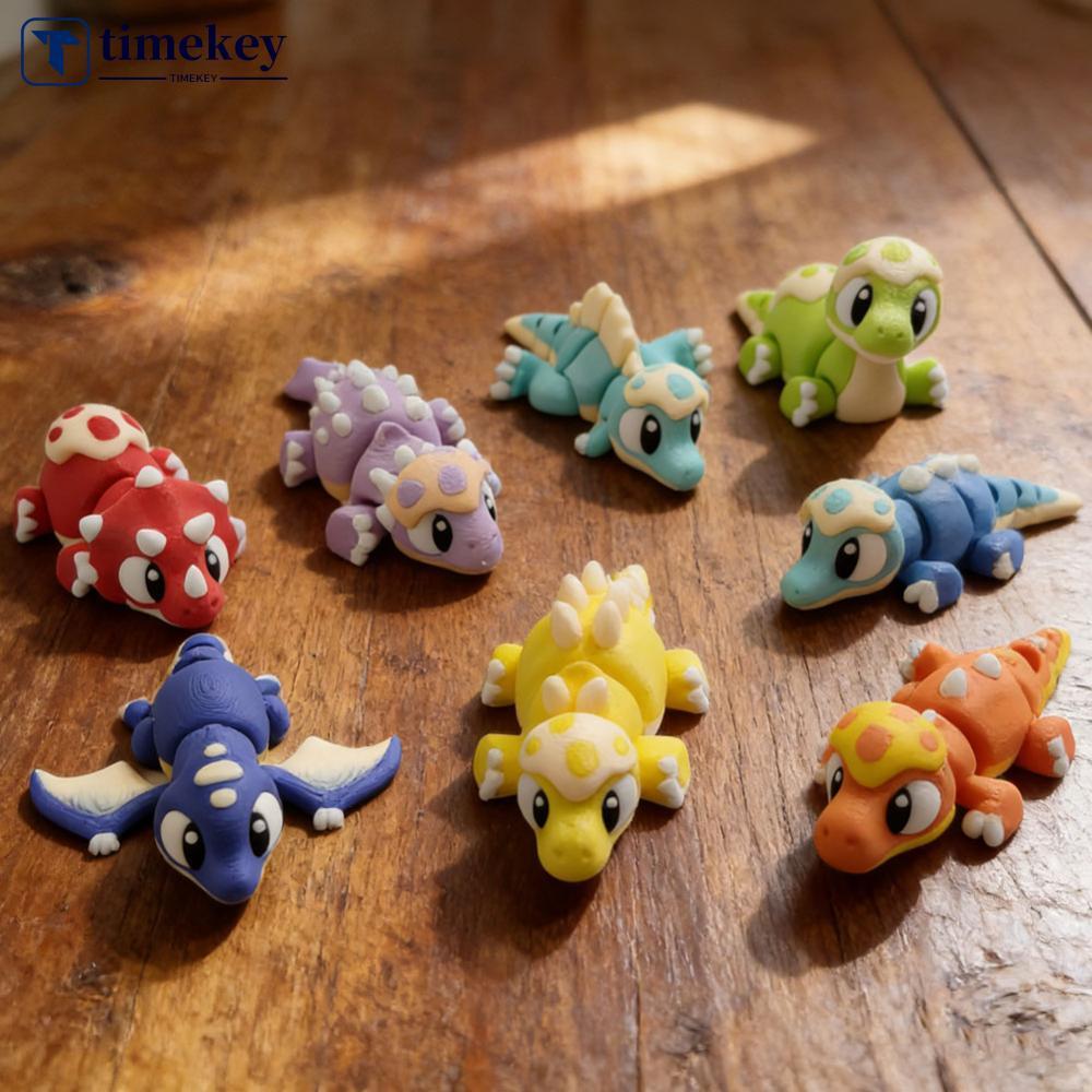 TIMEKEY 3D พิมพ์น่ารัก Eggshell ไดโนเสาร์เด็กรูป Movable Joints ตาสมจริง Hatch Desktop ตุ๊กตา Home O