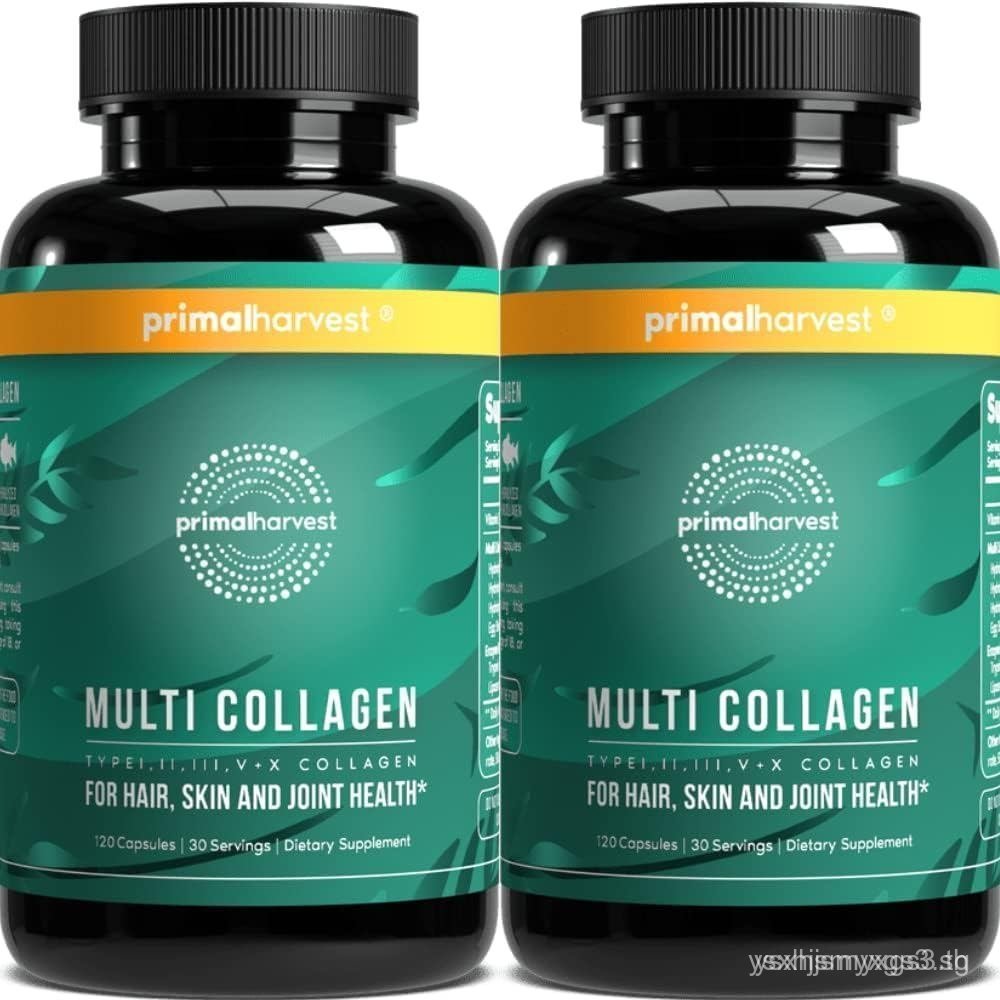 Primal Harvest 2 Pack, Multi Collagen Pills สําหรับผู้หญิงและผู้ชาย (Type I, II, III, V, X) อาหารเสร