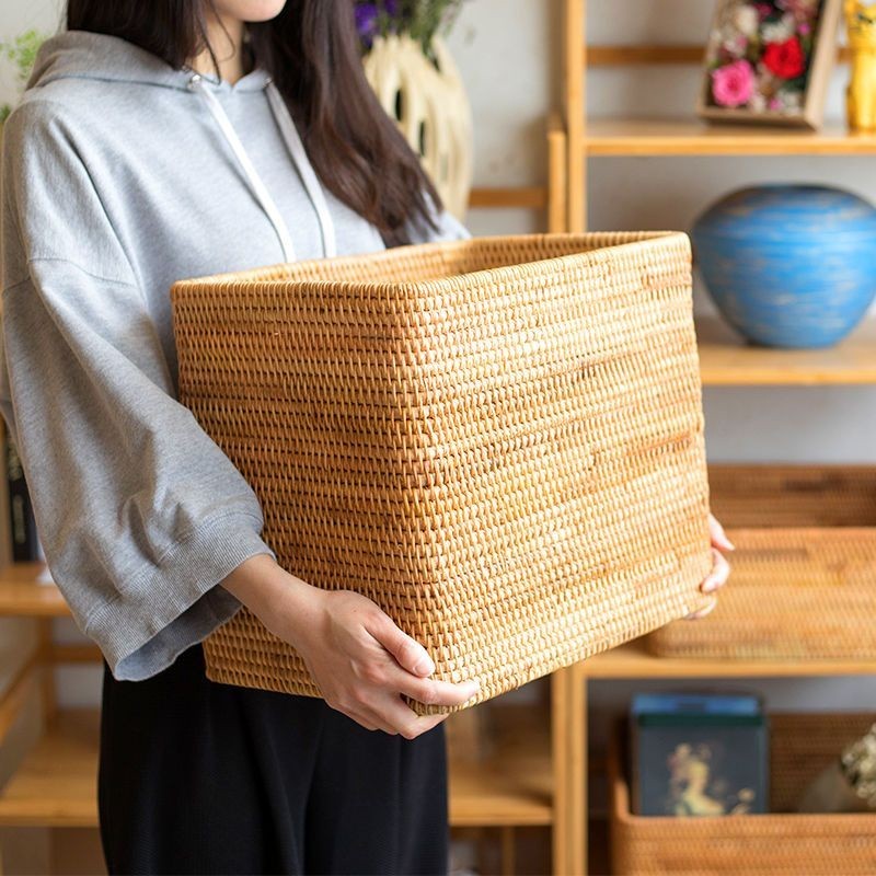 Nordic style autumn rattan storage basket dirty clothes basket storage basket desktop sundries stora
