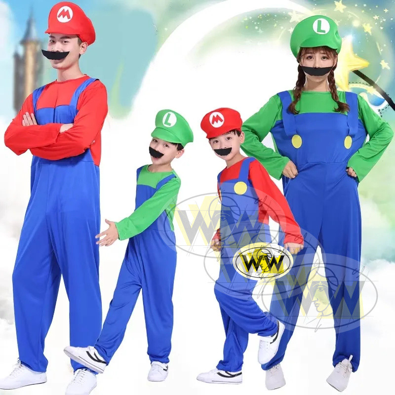 ชุดมาริโอ้ผู้ใหญ่ ใส่ได้ทั้งชายและหญิง ชุดมาริโอ้ ชุดมาริโอ้ผู้ใหญ่ ชุดมาริโอ้สีแดง