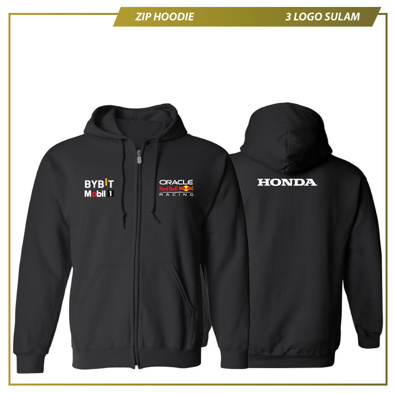 Zip Hoodie Sulam Honda RedBull Racing Team WSBK รถมอเตอร์ไซด์ Baju Premium Unisex ผ้าฝ้ายแฟชั่นโลโก้