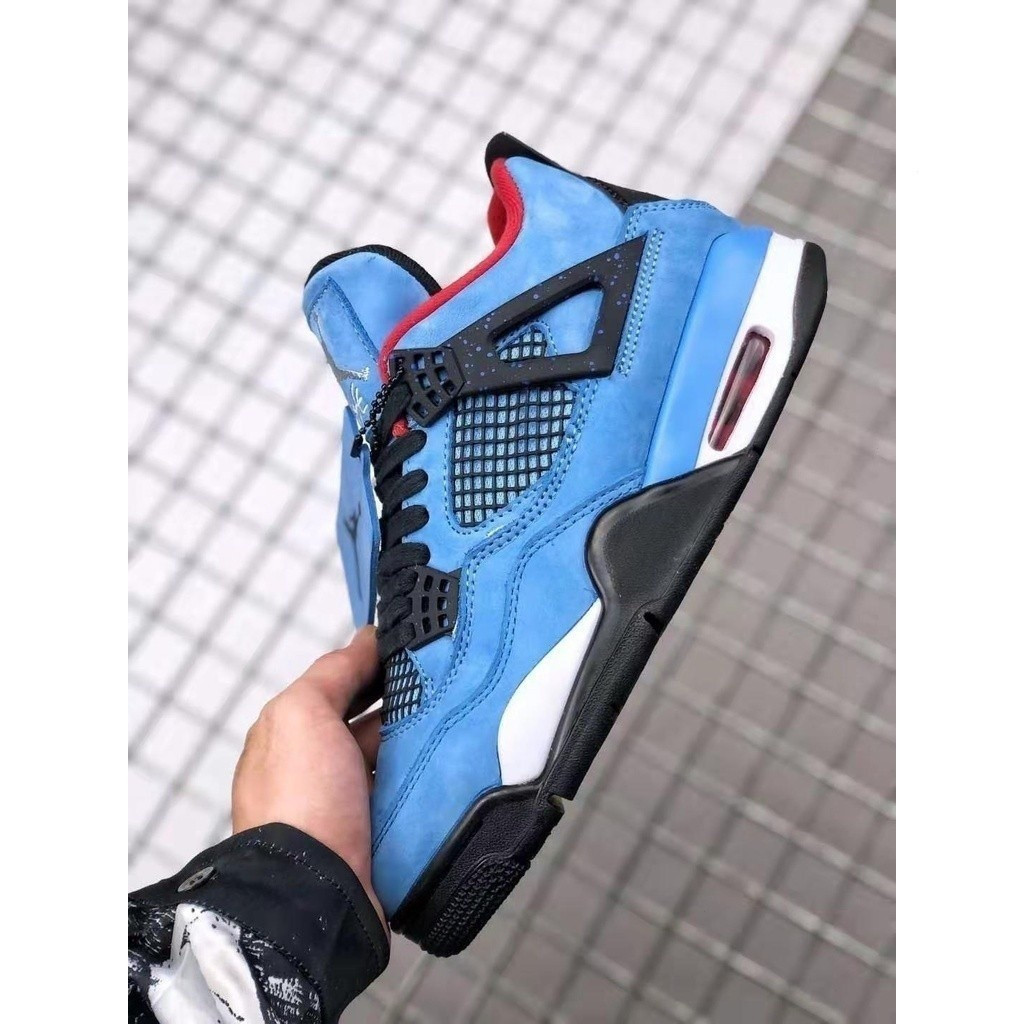 New York Direct Sales 有คลังสินค้าพร้อม AJ4 Travis Scott Cactus Jack X Jordan 4 Retro High-Top รองเท้