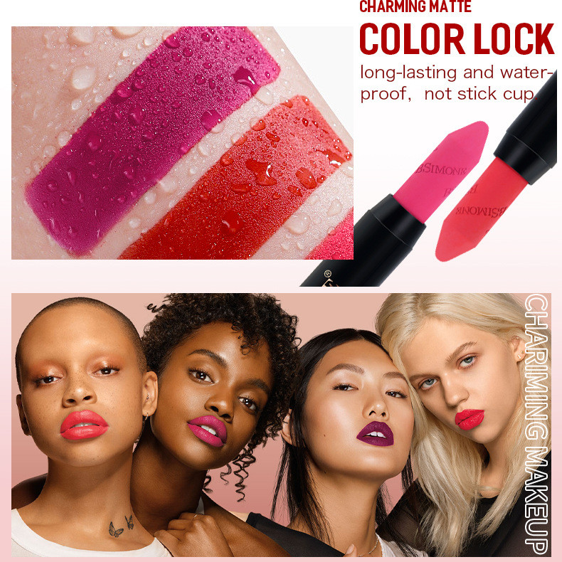 BSIMONE ลิปครีออนเนื้อแมตต์ 2 ใน 1 จาก  #ลิปครีออน #ลิปแมตต์ สีชมพูบาร์บี้ กันน้ำติดทนนานไม่ตกหล่อ - รูปที่ 6