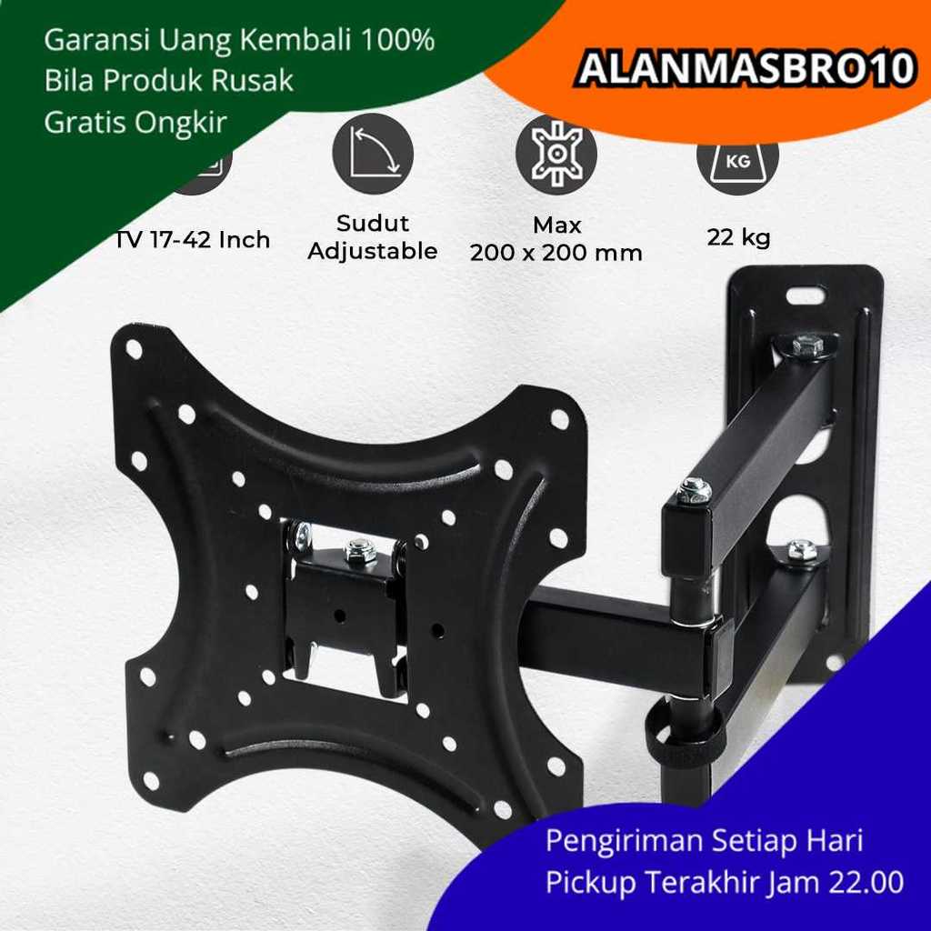 VESA ขายึดทีวีแบบแขวนแบบยืดไสลด์สากลสําหรับทีวี 17 ถึง 42 นิ้ว, ติดผนังแบบปรับได้, แข็งแรง, ทนทาน, ป