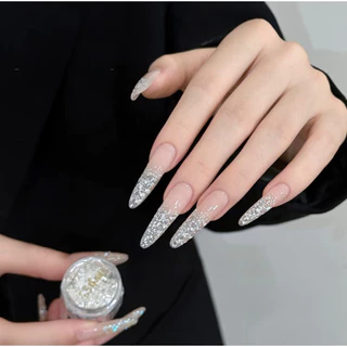 Holographic Flakes (แบบกระปุก มี2แบบให้เลือก) ผงติดเล็บ ผงกากเพชรสีเงินสีรุ้ง ผงแต่งเล็บ