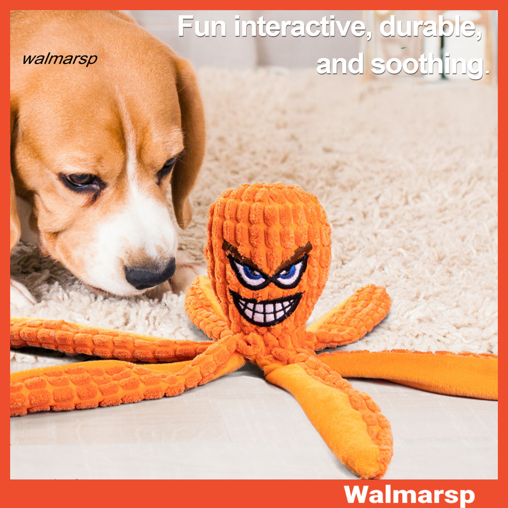[WMP] Chewable Octopus Toy Plush Whisker Toy Octopus Dog Toy Plush Squeaky Pet Chew Toy ฟันทนทานตลกก
