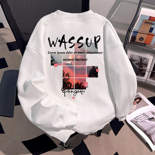 Y-T🧸เสื้อกันหนาวแขนยาว คอกลม ทรงหลวม พิมพ์ลายตัวอักษร ลาย 