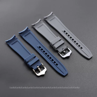 SWATCH ปลายโค้งสายนาฬิกาซิลิโคน 20 มม. 22 มม. สําหรับ โอเมก้า สําหรับ ตัวอย่าง ดวงจันทร์ สายนาฬิกายางกันน้ําผู้ชายผู้หญิงข้อมือเข็มขัดกีฬาสายรัดข้อมือสีดําสีฟ้าสีน้ําตาลส