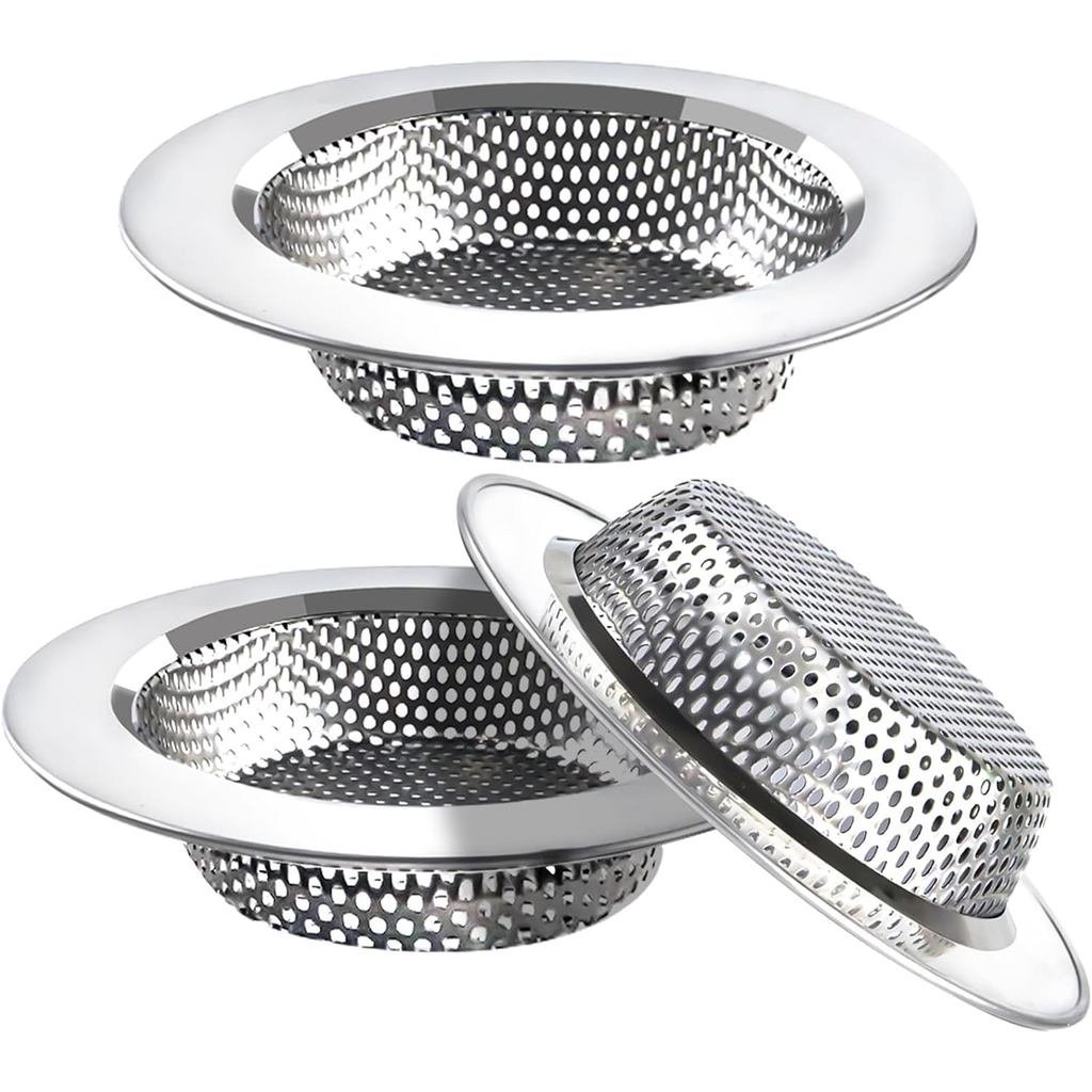 3Pcs Kitchen Sink Drain Strainer,4.4 Inch Diameter Pore Shape Strainer,Stainless Steel Draining Bask