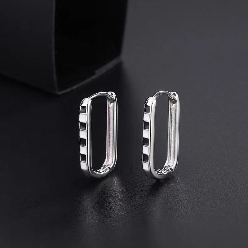 S999 เงินสเตอร์ลิงต่างหูรูปตัว U หญิงสไตล์ฮ่องกงต่างหู Niche High-End ต่างหูเรขาคณิตวันวาเลนไทน์วันเ