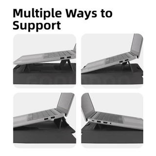 GOOJODOQ 2-in-1 Notebook Protective Case and Bracket Adjustable Height in Three Levels Built-in Mouse Pads
