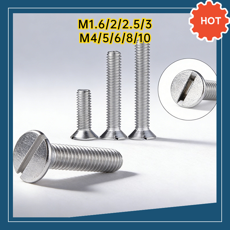 GB68 304 สแตนเลส one-word slot consunk หัวสกรู slotted แบนหัวสกรู M1.6M2M2.5M3M4M5M6M8M10DX-TH