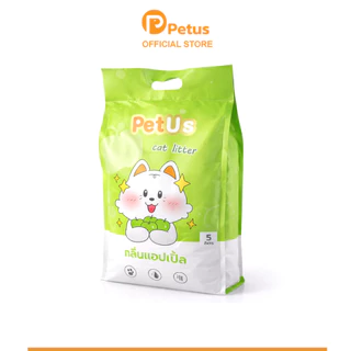 Petus ใหม่ ทรายแมว ทรายแมวเบนโทไนต์ กลิ่นแอปเปิ้ล cat litter ดูดซับเร็ว ใช้งานได้นาน ขนาด 5ลิตร 1ถุง