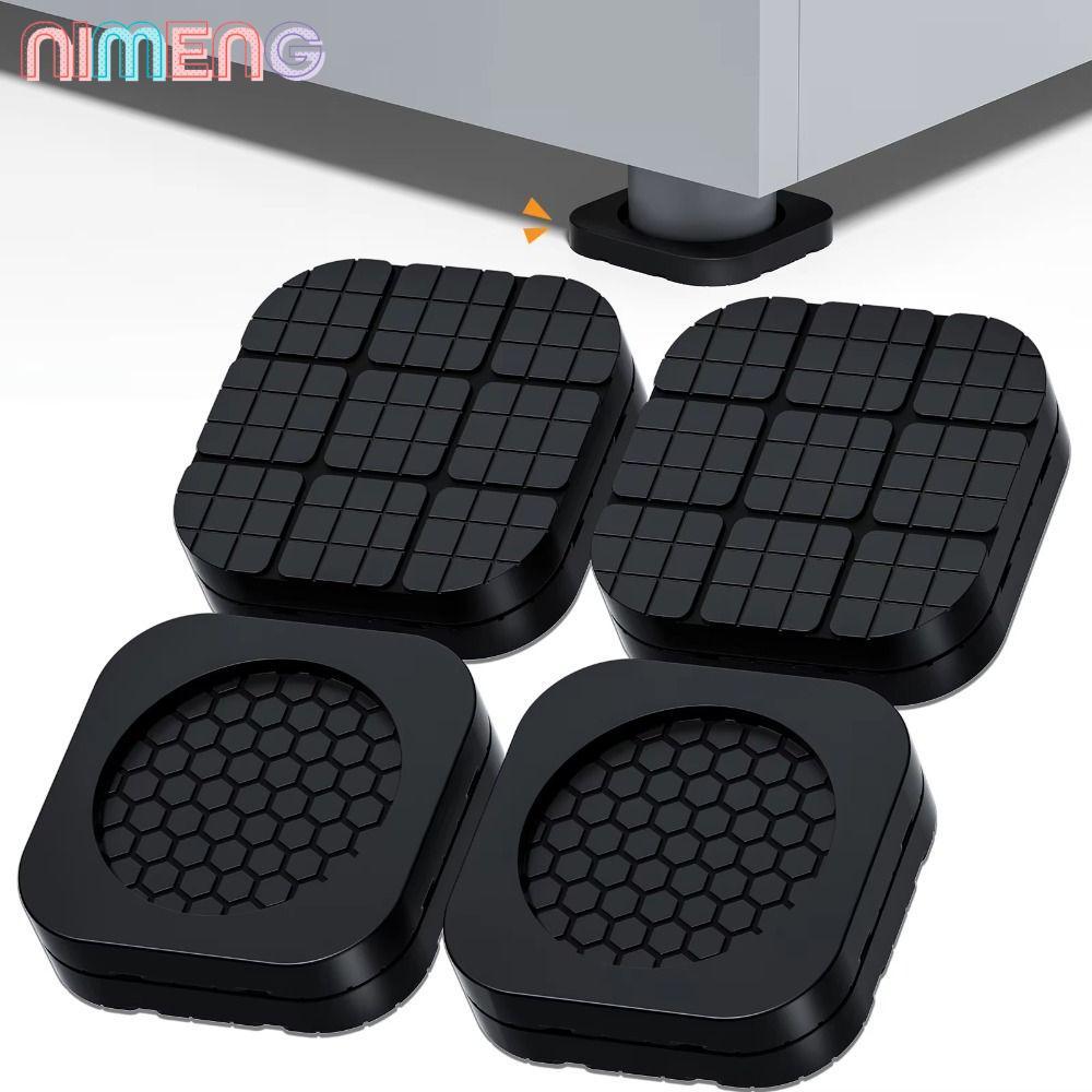 NIMENG ซัก 4 ชิ้น|แผ่นรองฝ่าเท้า, เงียบ แดมเปอร์ เครื่องซักผ้าเพิ่มความสูงแผ่นป้องกันการสั่นสะเทือนฟุต เบาะ, สากลดูดซับแรงกระแทกกันลื่นเฟอร์นิเจอร์แผ่นยางซักผ้า|ตู้เย็น