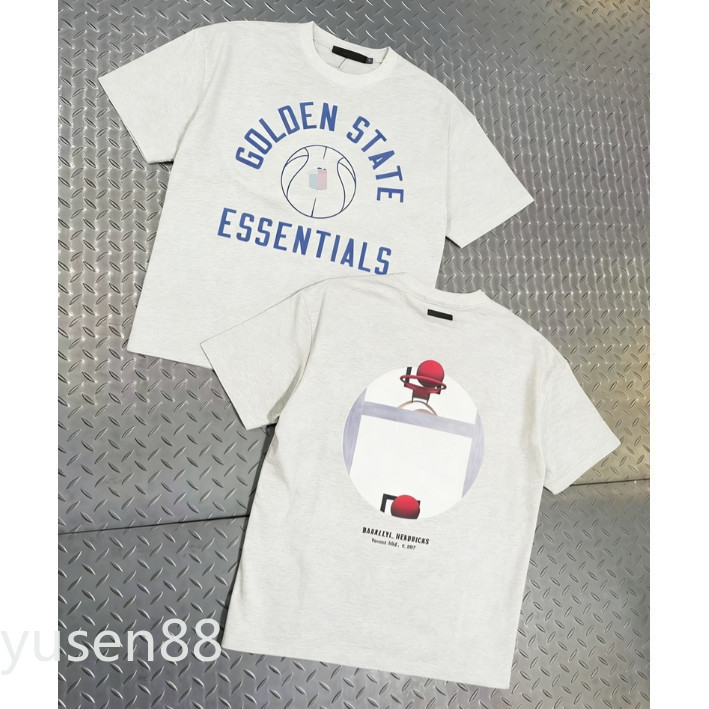 เสื้อยืดแขนสั้น FOG Double Line ESS888 Letter สำหรับทั้งชายและหญิง อินเทรนด์สำหรับฤดูร้อน