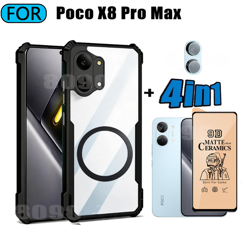 4 in 1 Poco X8 Pro Max Anti Fall เคสโทรศัพท์สําหรับ Poco X8 Pro F7 M7 C71 C85 ปลอกแม่เหล็กไร้สายชาร์
