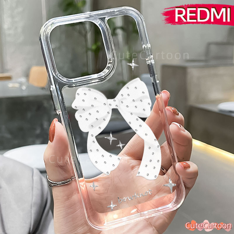 Aesthetic Bow PC Case REDMI-Note 14 12 13 14-Pro Redmi-13C 9C 12C A3 10C 11 9 10 PRO Glossy Guys Cle