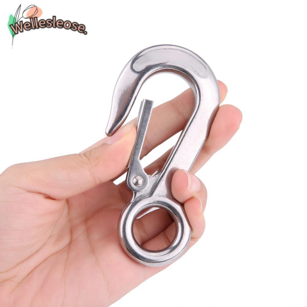 WELLE Crane Hook, Silver 304 สแตนเลสยก Hook,ทนทาน 0.2T 0.3T 0.5T Slip Hooks Rigging Accessory