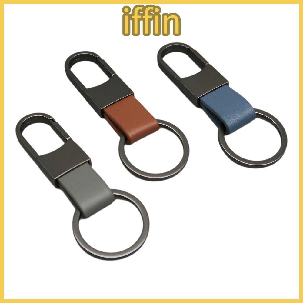 IFFIN หนังพวงกุญแจขนสัตว์,โลหะผสม Anti-Lost เอวแขวนพวงกุญแจ,โลหะ Matte มัลติฟังก์ชั่นพวงกุญแจรถสําหรับผู้หญิงผู้ชาย
