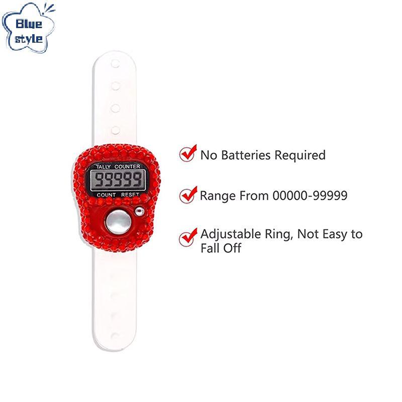 Bluestyle Electronic Finger Counter Ring Finger Cli แบบพกพารีเซ็ตดิจิตอลจอแสดงผลเคาน์เตอร์กอล์ฟนับถักอุปกรณ์สวดมนต์ใหม่