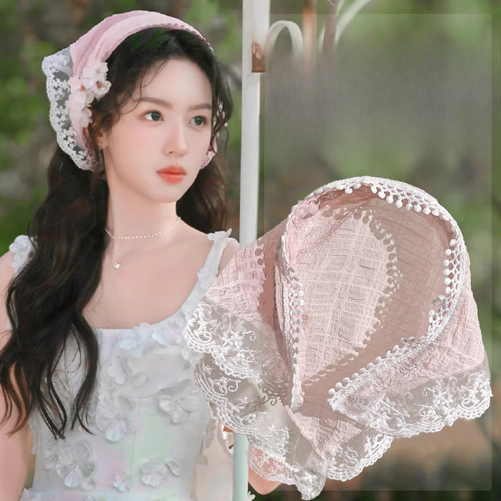 โบฮีเมียนลูกไม้สามเหลี่ยมผ้าคลุมศีรษะแฟชั่นเครื่องประดับผมสําหรับผู้หญิงเดินทางสตรีทสไตล์ ราคา ถูกที่สุด ดีลบีเคเค แกลเลอรีภาพที่ 3