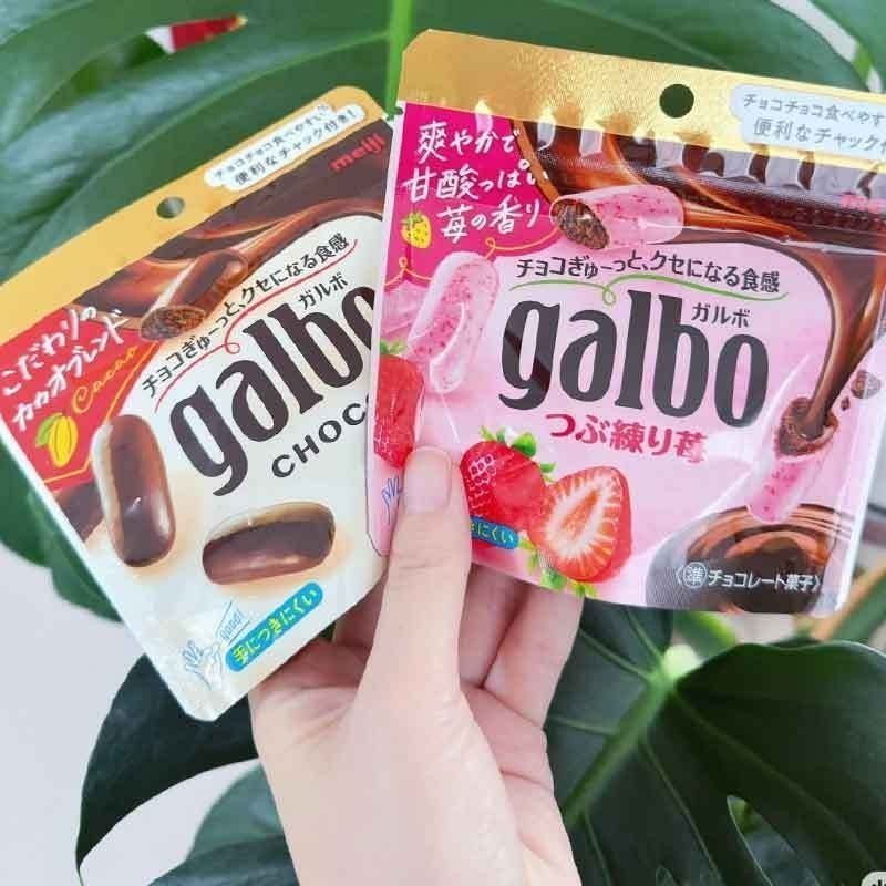 ของว่าง นําเข้า Meiji galbo Double Rich Chocolate Milk Strawberry Flavour Casual Snacks 58g/ขนมนําเข