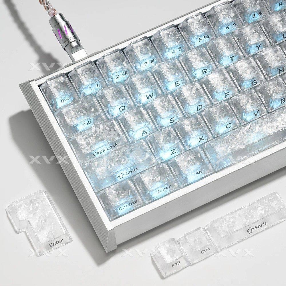 X XVX Ice Carbon Pattern Keycap Ice Carbon Fiber Texture โปร่งแสงด้านข้างแกะสลักโรงงานเดิม Mechanica