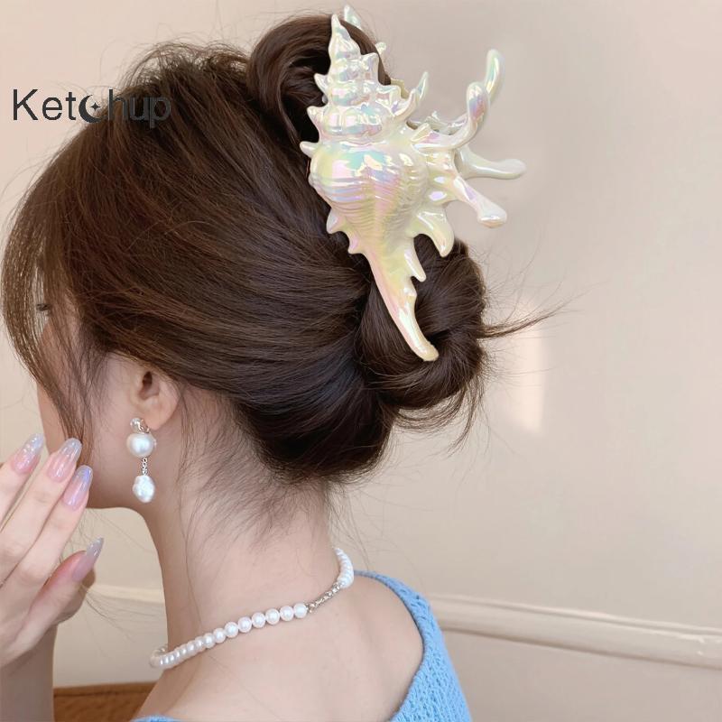 [Ktchup-t] ผม Claw Shark ออกแบบสร้างสรรค์แบบหอยนางรม เครื่องประดับผมสำหรับฤดูร้อนและชายหาด