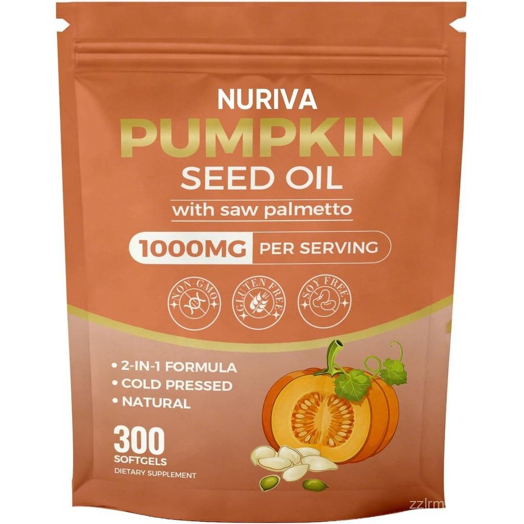 Nuriva Pumpkin Seed Oil with Saw Palmetto Capsules – 2-in-1 Formula, Cold-Pressed Virgin Oil, 300 So