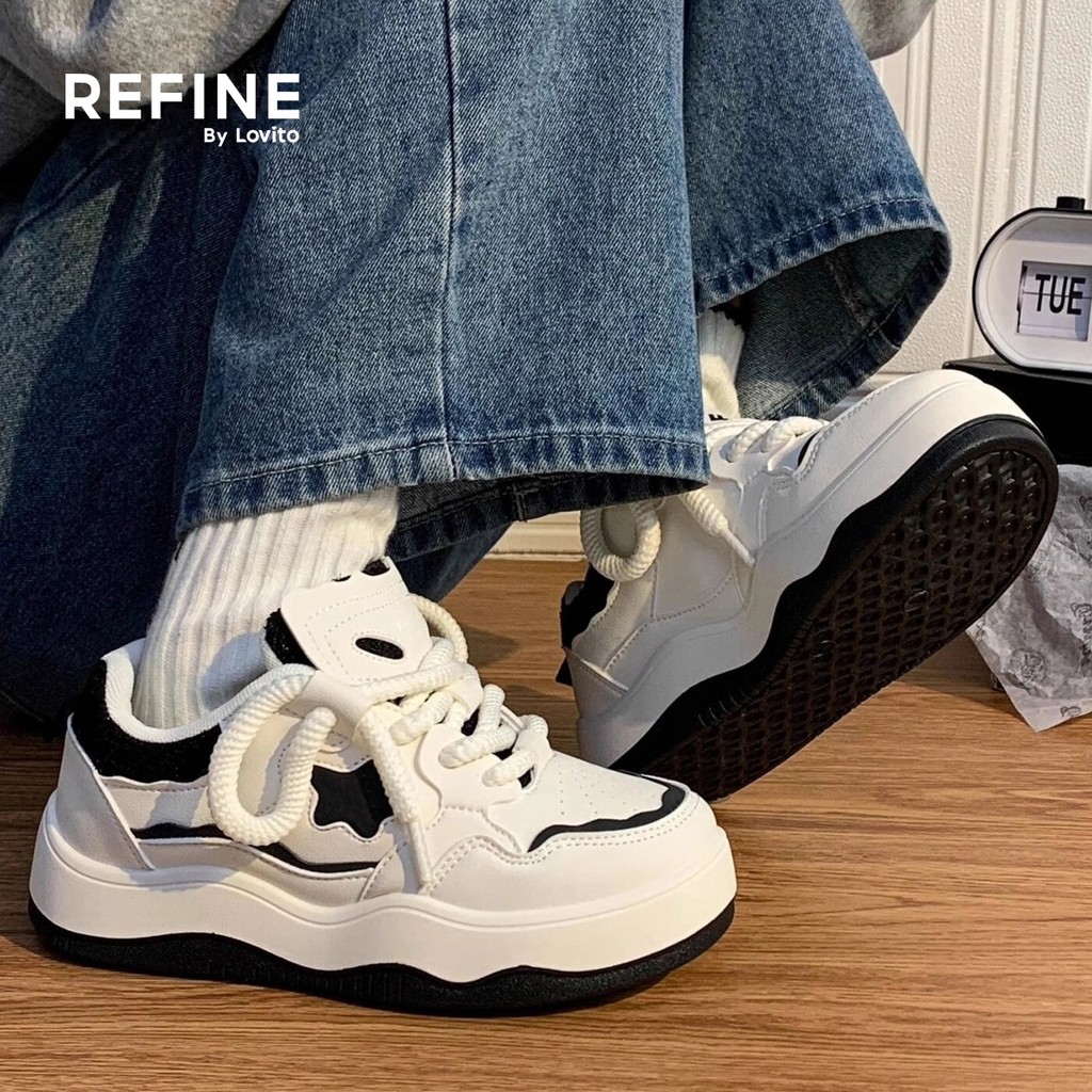 (Lovito Refine) รองเท้าผ้าใบผู้หญิงแบบสีบล็อกสไตล์ลําลอง LR24EX029 ราคา ถูกที่สุด ดีลบีเคเค แกลเลอรีภาพที่ 3