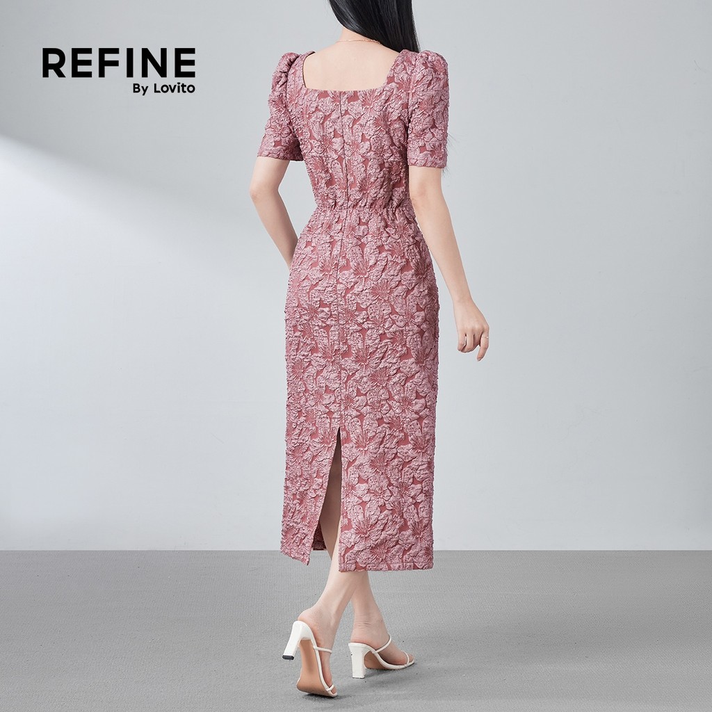 (Refine by Lovito) เดรสสีชมพูสําหรับฤดูร้อนฤดูใบไม้ผลิที่มีโครงสร้างไข่มุกสง่างาม LR26E006 ราคา ถูกที่สุด ดีลบีเคเค แกลเลอรีภาพที่ 3