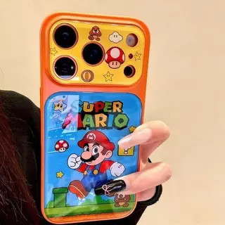 [เคสโทรศัพท์ Epoxy/หน้าต่างขนาดใหญ่/มาริโอ/การ์ตูนสนุก] เหมาะสําหรับ iPhone 11 12 13 14 15 16 17 pro max 14 15 16plus 17air รวมทุกอย่างกันกระแทก TPU Electroplating