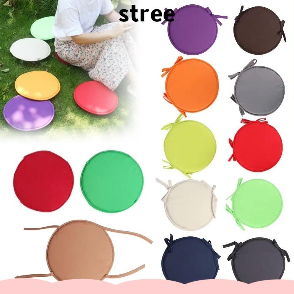 STREE เบาะเก้าอี้วงกลม,สี Candy ล้างทําความสะอาดได้รอบเก้าอี้ Pad, การออกแบบที่เรียบง่าย 30*30 ซม.ฟองน้ําหนาพร้อม Drawstring ที่นั่ง Pad ฝาครอบสวน Patio ห้องครัวสํานักงาน