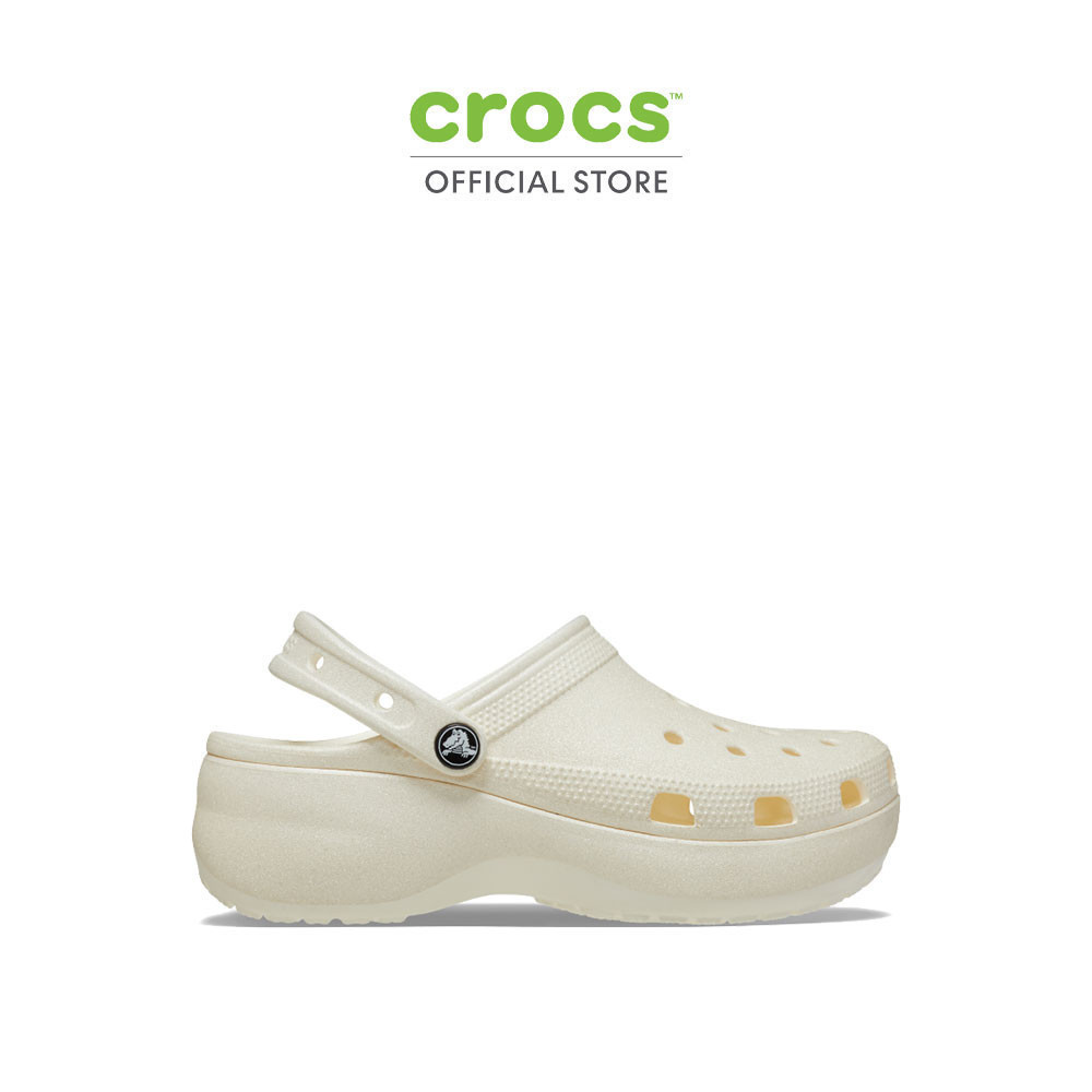 CROCS รองเท้าลำลองผู้หญิง CLASSIC PLATFORM GLITTER CLOG รุ่น 2072410WV - CHALK